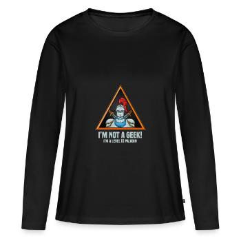 Geek Geek Geek Dungeon jeu de rôle de Geek - T-shirt manches longues Premium bio Femme - noir - Devant - Julia (174cm)