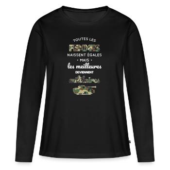 Femmes égales les meilleures deviennent militaires - T-shirt manches longues Premium bio Femme - noir - Devant - Julia (174cm)
