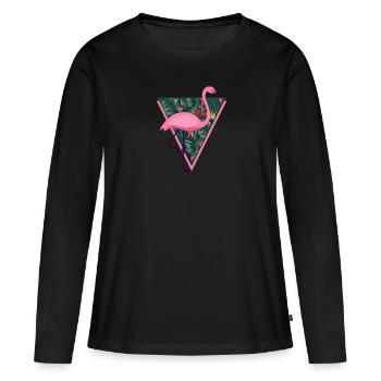 Flamingo Tropical - T-shirt manches longues Premium bio Femme - noir - Devant - Julia (174cm)