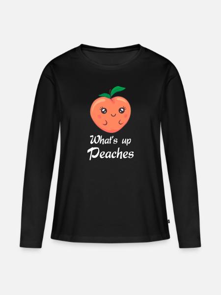 Was ist los Pfirsiche Pfirsich Fans Pfirsich - Frauen Premium Bio Langarmshirt - Schwarz