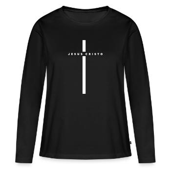 Jésus,Christ - T-shirt manches longues Premium bio Femme - noir - Devant - Julia (174cm)