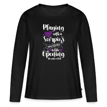 Horoscope Astro Novembre - T-shirt manches longues Premium bio Femme - noir - Devant - Julia (174cm)