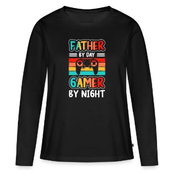 Nerd Online-Game Geek - T-shirt manches longues Premium bio Femme - noir - Devant - Julia (174cm)