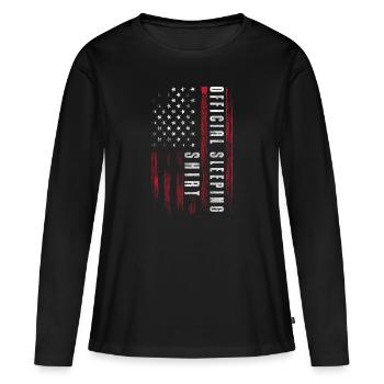 Sommeil Appui-tête Fatigue Relaxation - T-shirt manches longues Premium bio Femme - noir - Devant - Julia (174cm)