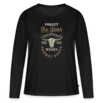 Lasso du cavalier du Far West - T-shirt manches longues Premium bio Femme - noir - Devant - Julia (174cm)