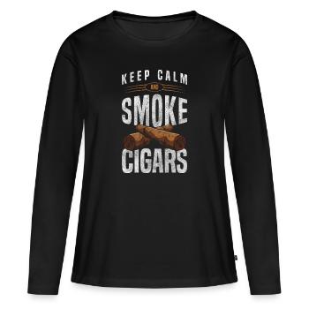 Cigare fumeur Gentlemen Lifestyle Whisky - T-shirt manches longues Premium bio Femme - noir - Devant - Julia (174cm)