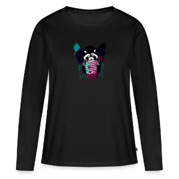 engel ,waschbär,angelwings,graffiti - Frauen Premium Bio Langarmshirt - Schwarz - Vorne - Julia (174cm)