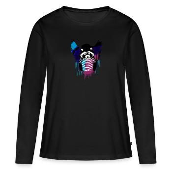 engel ,waschbär,angelwings,graffiti - Frauen Premium Bio Langarmshirt - Schwarz - Vorne - Julia (174cm)