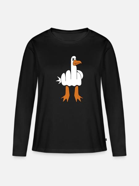 Mittelfinger Gans | lustige Bilder, Sarkasmus - Frauen Premium Bio Langarmshirt - Schwarz