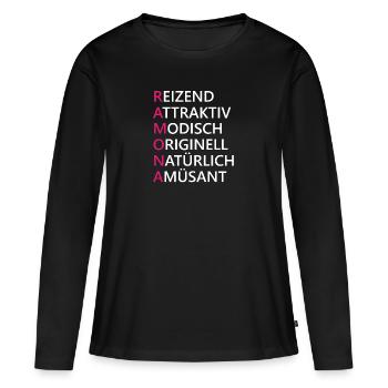 Ramona Name Geschenk - Frauen Premium Bio Langarmshirt - Schwarz - Vorne - Julia (174cm)