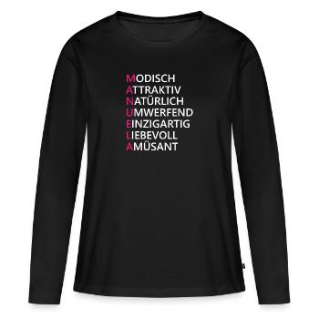 Manuela Name Geschenk - Frauen Premium Bio Langarmshirt - Schwarz - Vorne - Julia (174cm)