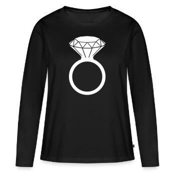 Diamond Ring Diamond Ring Marriage Wedding JGA Bride - Women's Premium Organic Long Sleeve Shirt - black - Front - Julia (174cm)