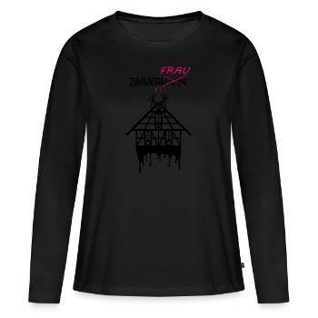 Fachwerkhaus Zimmerfrau - Frauen Premium Bio Langarmshirt - Schwarz - Vorne - Julia (174cm)