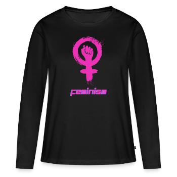 Proud feminist - Women's Premium Organic Long Sleeve Shirt - black - Front - Julia (174cm)