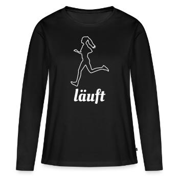 läuft Joggen Laufen Laufshirt - Frauen Premium Bio Langarmshirt - Schwarz - Vorne - Julia (174cm)