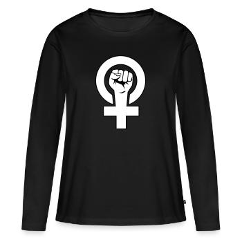 Féministe - féministe - T-shirt manches longues Premium bio Femme - noir - Devant - Julia (174cm)