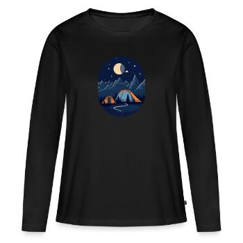 Peaceful solitude - camping in modern style - Women's Premium Organic Long Sleeve Shirt - black - Front - Julia (174cm)