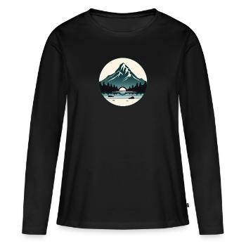Summit - Design nature minimaliste - T-shirt manches longues Premium bio Femme - noir - Devant - Julia (174cm)