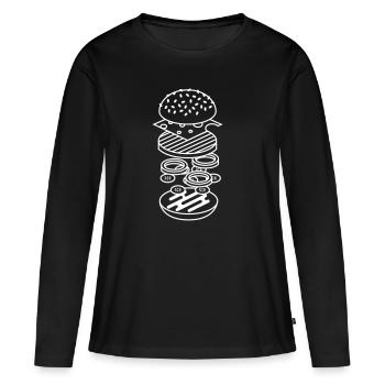 burger - T-shirt manches longues Premium bio Femme - noir - Devant - Julia (174cm)
