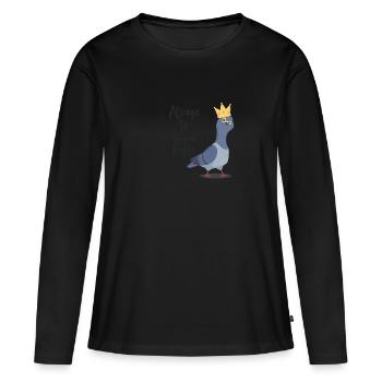 Colombe effrontée disant "Allergique aux gens stupides" - T-shirt manches longues Premium bio Femme - noir - Devant - Julia (174cm)