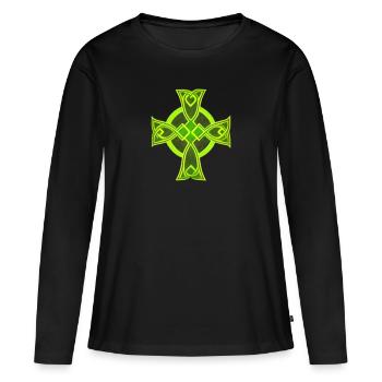 Croix celte - T-shirt manches longues Premium bio Femme - noir - Devant - Julia (174cm)