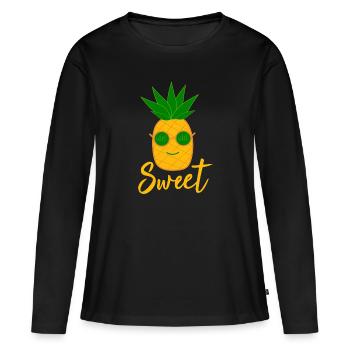 Festival d’été de l’ananas - T-shirt manches longues Premium bio Femme - noir - Devant - Julia (174cm)