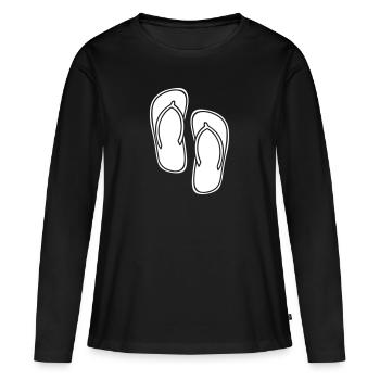 icône de symbole de tongs - T-shirt manches longues Premium bio Femme - noir - Devant - Julia (174cm)