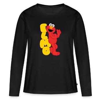 5 Rue Sésame Elmo Joyeux - T-shirt manches longues Premium bio Femme - noir - Devant - Julia (174cm)