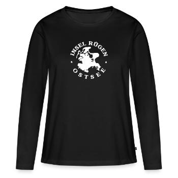 INSEL RÜGEN UMRISS OSTSEE BALTIC SEA EXPERIENCE - Frauen Premium Bio Langarmshirt - Schwarz - Vorne - Julia (174cm)