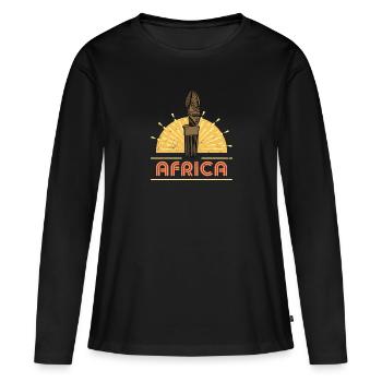 Kamm haar Afro Frisur Spitzhacke Afrkia Geschichte - Frauen Premium Bio Langarmshirt - Schwarz - Vorne - Julia (174cm)
