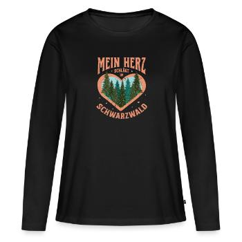 Mein Herz schlägt im Schwarzwald - Frauen Premium Bio Langarmshirt - Schwarz - Vorne - Julia (174cm)