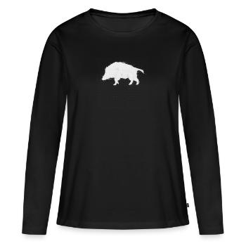 Wildschwein Keiler Schwarzwild Jäger Waidmannsheil - Frauen Premium Bio Langarmshirt - Schwarz - Vorne - Julia (174cm)