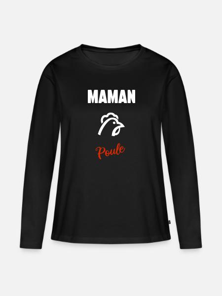 Maman poule - T-shirt manches longues Premium bio Femme - noir