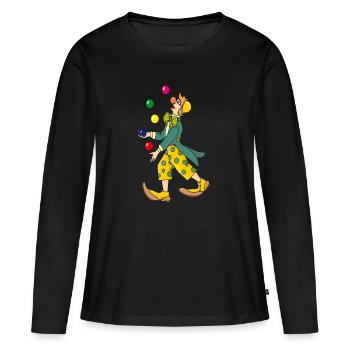 clown harlekin hofnarr kasper komiker narr witzbol - Frauen Premium Bio Langarmshirt - Schwarz - Vorne - Julia (174cm)