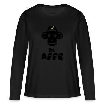 du Affe - Frauen Premium Bio Langarmshirt - Schwarz - Vorne - Julia (174cm)