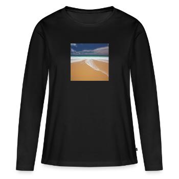 Vacanciers à la plage - T-shirt manches longues Premium bio Femme - noir - Devant - Julia (174cm)