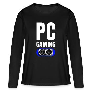 Emblème du GPU de jeu PC - T-shirt manches longues Premium bio Femme - noir - Devant - Julia (174cm)