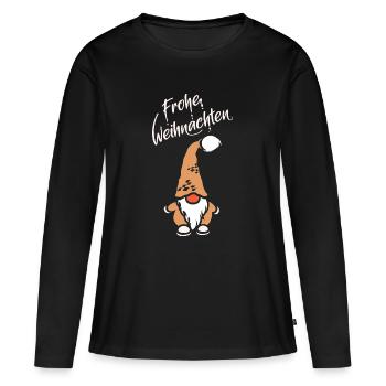 Joyeux Noël Symbole Diablotin Icône Barbe Blanche - T-shirt manches longues Premium bio Femme - noir - Devant - Julia (174cm)