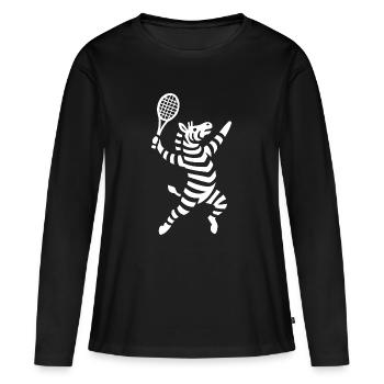 Minimalist Zebra Tennis Player Backhand - Women's Premium Organic Long Sleeve Shirt - black - Front - Julia (174cm)