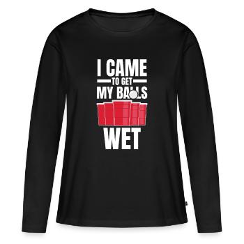 Je suis venu me mouiller les couilles Graphisme - T-shirt manches longues Premium bio Femme - noir - Devant - Julia (174cm)
