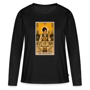 Botanique | Herbier des plantes Tarot - T-shirt manches longues Premium bio Femme - noir - Devant - Julia (174cm)
