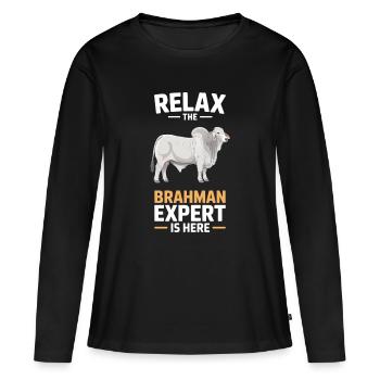 Dons des vaches Brahman Cattle - T-shirt manches longues Premium bio Femme - noir - Devant - Julia (174cm)