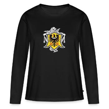 Crest Schlesien White - Frauen Premium Bio Langarmshirt - Schwarz - Vorne - Julia (174cm)