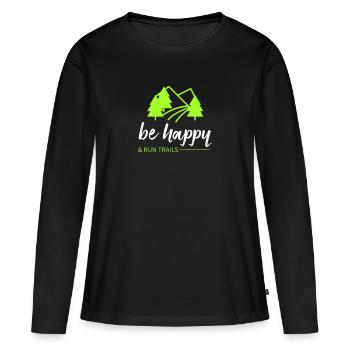 Courez sur des sentiers et soyez heureux ! - T-shirt manches longues Premium bio Femme - noir - Devant - Julia (174cm)