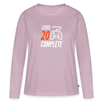Geburtstag Level 20 Complete Alter Jahre Komplett - Frauen Premium Bio Langarmshirt - Altrosa - Vorne - Julia (174cm)
