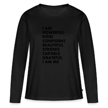 I am good - Frauen Premium Bio Langarmshirt - Schwarz - Vorne - Julia (174cm)