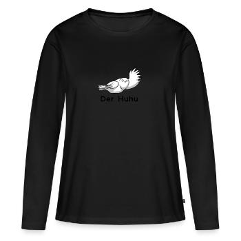 Der Huhu - Frauen Premium Bio Langarmshirt - Schwarz - Vorne - Julia (174cm)