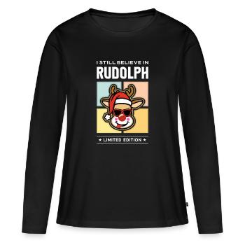 Rudolph - Frauen Premium Bio Langarmshirt - Schwarz - Vorne - Julia (174cm)
