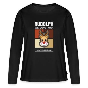 Rudolph - Frauen Premium Bio Langarmshirt - Schwarz - Vorne - Julia (174cm)
