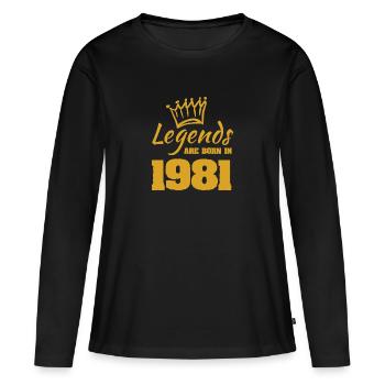 1981 - Frauen Premium Bio Langarmshirt - Schwarz - Vorne - Julia (174cm)
